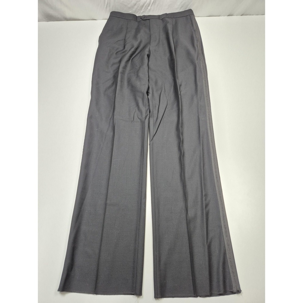 VTG Zanieri Dress Pants Men6 36x34 Gray Flat Front Straight Italy Unhemmed NWOT